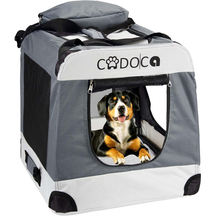 Кія для собак XXL 90x60x66 см, складана, дихаюча, міцна, сіра - переноска для собак, транспортна сумка