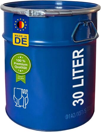 30 Liter Steel Bucket Hobbock Lid Bucket Metal Sheet Bucket Container | 2 Side Handles | Suitable for Cyclone Dust Extraction | Stable when filled, stackable