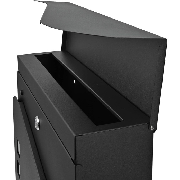 Поштовий ящик Verda з газетницею, нержавіюча сталь, антрацит, 37x37x11 см, вікно, тримач для газет, табличка для імені, сучасний, погодостійкий, 2 ключі