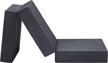 Складаний гостьовий матрац Badenia Trendline XXL, поліестер, 196x65x15,5 см, висота 15 см, плюш, сертифікат Öko-Tex, антрацит, виготовлений за німецьким стандартом якості