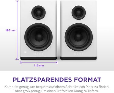 Комп'ютерні колонки NZXT Relay – 80 Вт, повний діапазон звуку, білий колір