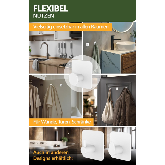 Набір гачків для рушників 4smile, 6 шт. - без свердління, з нержавіючої сталі, водонепроникні, для ванної кімнати