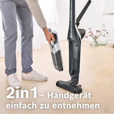 Пилосос Bosch Flexxo 2в1 BBH3P280, бездротовий, акумуляторний, безмішковий, висока потужність, довга автономність, LED-насадка, для всіх типів підлог, темно-сірий, 28В