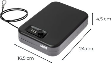 Сейф з кодовим замком HMF 316-02, переносна скринька для зберігання, чорний (24 x 16,5 x 4,5 см)