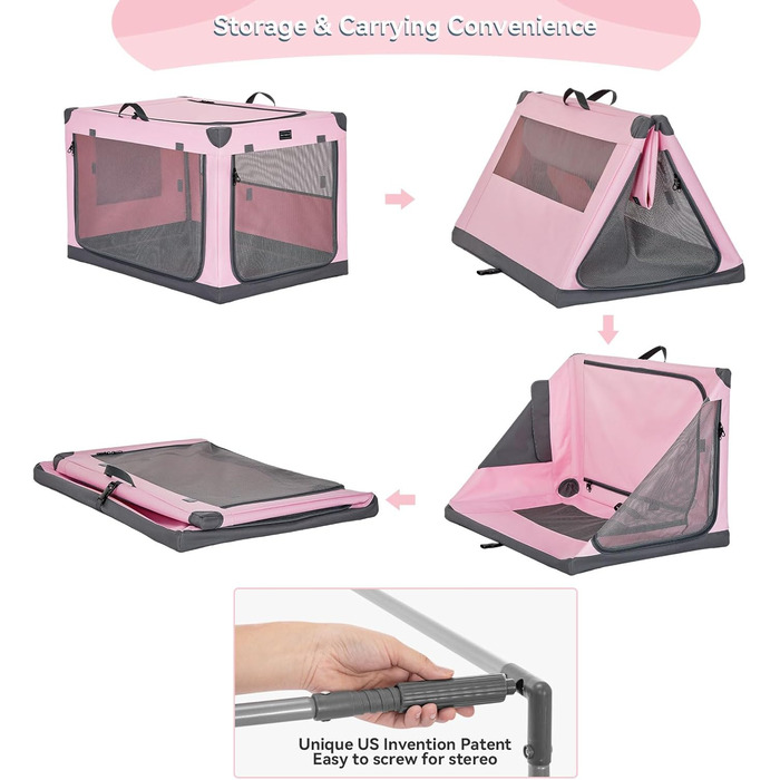 Транспортна переноска для собак та котів Petsfit, складана, для подорожей та авто, рожева, M