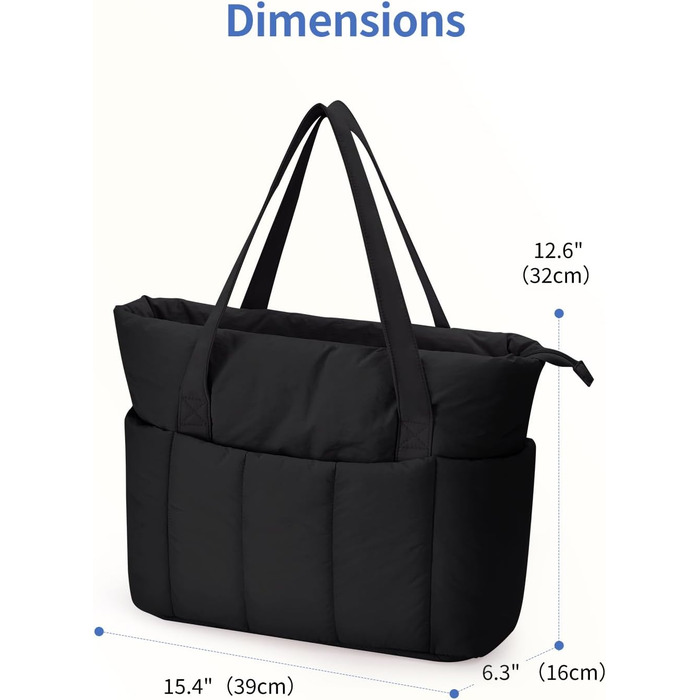 Сумка жіноча Narwey Shopper велика, легка для роботи, школи, університету, сумка-тоут з багатьма відділеннями, чорна