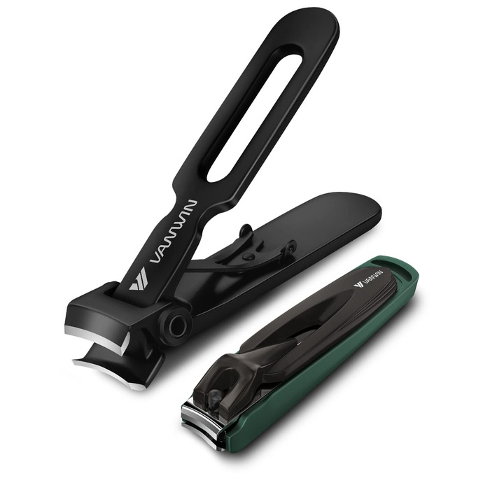 Набір з 2 шт. кусачок для нігтів: професійні, з нержавіючої сталі, для товстих нігтів, з контейнером для сміття. Підходить для нігтів на руках та ногах.