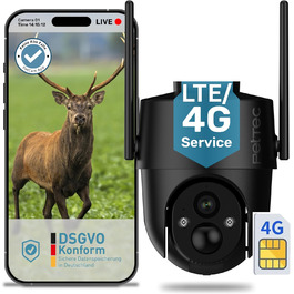 PetTec Pet Cam Buddy: камера для тварин з автоматичним годівницею 8L, Wi-Fi, 2-Way Audio, розпізнавання гавкіту, нічне бачення (LTE/4G, чорний)
