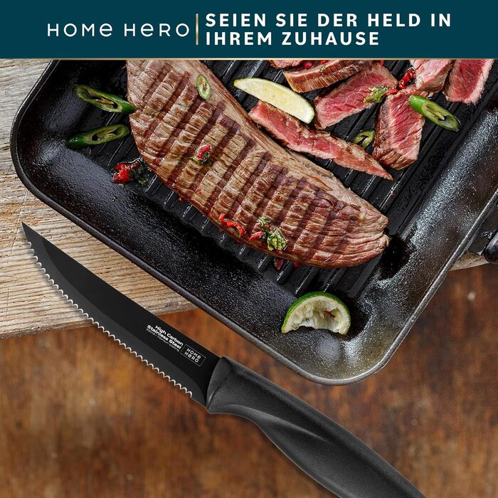 Home Hero Professional Stainless Steel Kitchen Knife Set (8-Piece Steak Knife Set - Black)