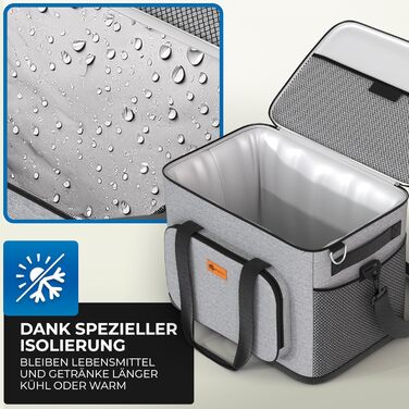 Термосумка BigDean 15 л: велика, ізольована, складна, витокостійка, водонепроникна – для пікніка, обіду, покупок. До 5 годин охолодження