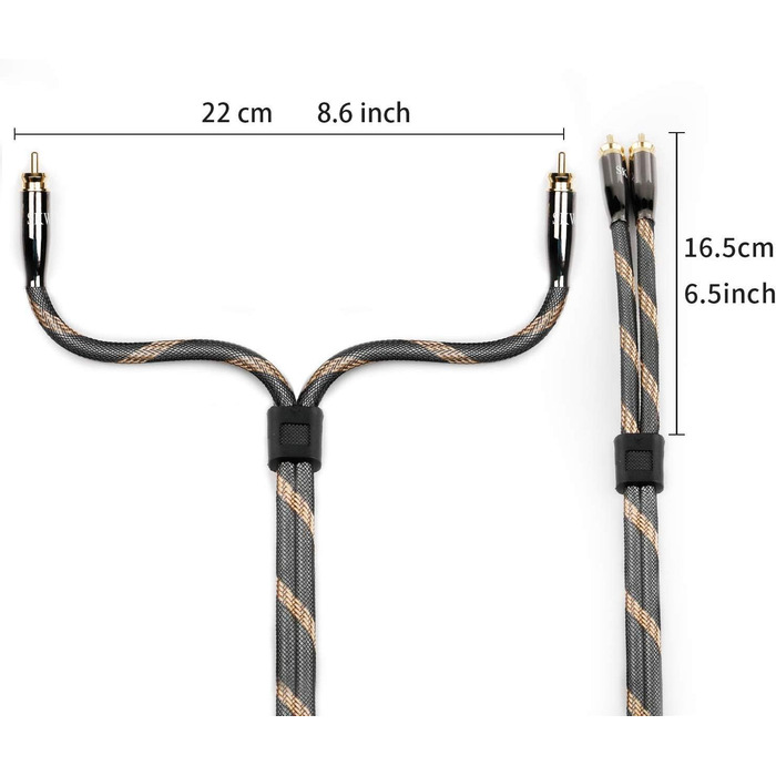 Акустичні кабелі SKW для колонок Hi-Fi, пара (2 шт.), 1.5м, з позолоченими роз'ємами-бананами та нейлоновим обплетенням, High-end якість
