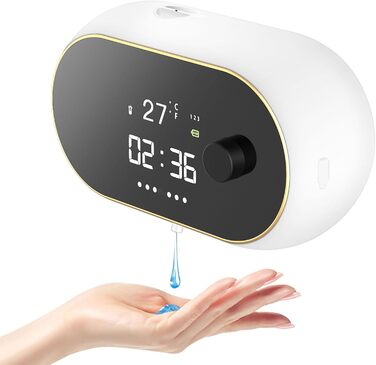 Automatic Soap Dispenser Wall Mount with Sensor - No Touch Soap Dispenser - Electric Plastic Soap Dispenser for Bathroom, Kitchen, Office - White