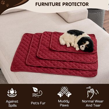 Водонепроникний килимок для собак PETCUTE 75x180 см, червоний. Захист дивану від бруду та шерсті. Міцний, легко миється, не слизький.