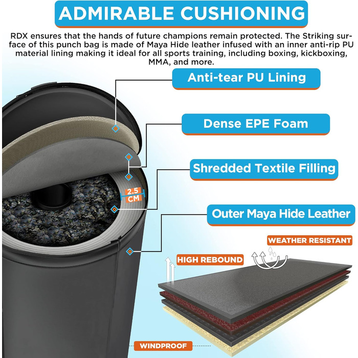 Дитячий боксерський мішок RDX Junior Standboxsäcke з рукавичками для тренувань: MMA, кікбоксинг, бокс, бойові мистецтва, муай-тай. Білий (червоний, 1.2 м)