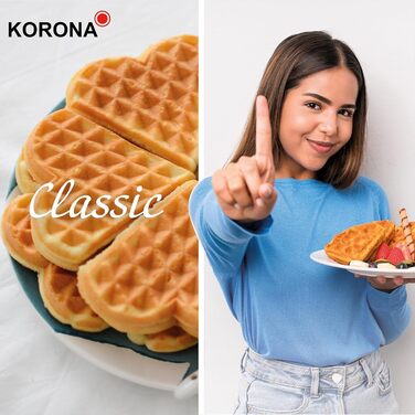 Вафельниця Korona Party 41007 Standard | Вафлі для вечірок | 1000 Вт, діаметр 18 см | Автоматичне регулювання температури, червона