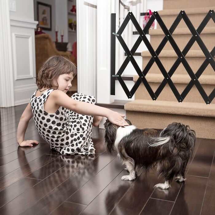 Захисне ворота для собак Relaxdays, розтягується до 108,5 см, висота 47,5-60 см, чорний (L)