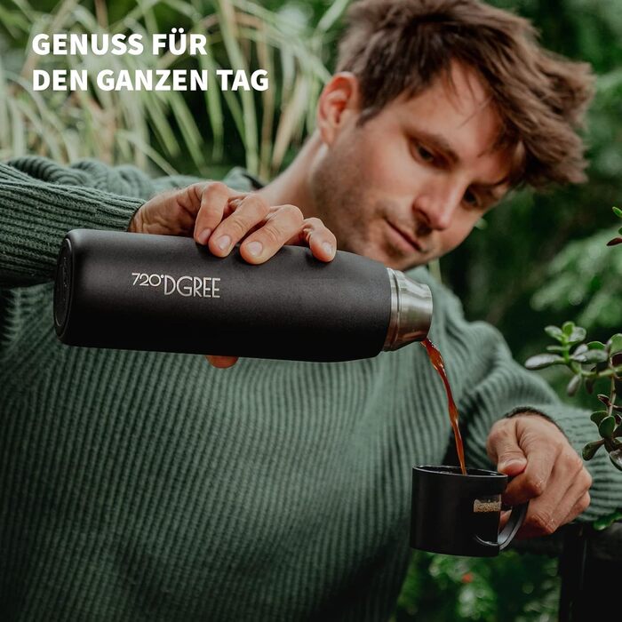 720°DGREE Thermoskanne with Cup 1l “Follow” - 3 Sizes, 12h Hot, 24h Cold, Leak-Proof, BPA-Free - Stainless Steel Thermos Flask, Insulated Bottle for Coffee, Tea at Work, School, To Go