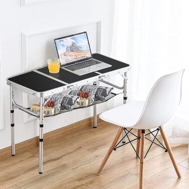 Складаний туристичний стіл CPROSP 90x40 см, чорний, регулювання висоти 26-70 см