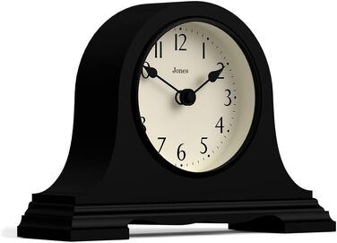 JONES CLOCKS® Speakeasy Table Clock | Classic Napoleon Hat Design | Black | Contemporary classic style for desk, table, shelf, or nightstand