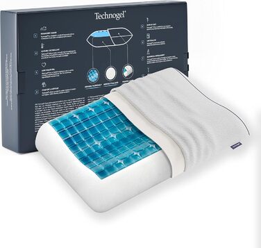 Technogel New Generation Original Anatomic Orthopedic Neck Pillow Antibacterial, Cervical Gel Pillow for Back & Side Sleepers incl. Pillowcase
