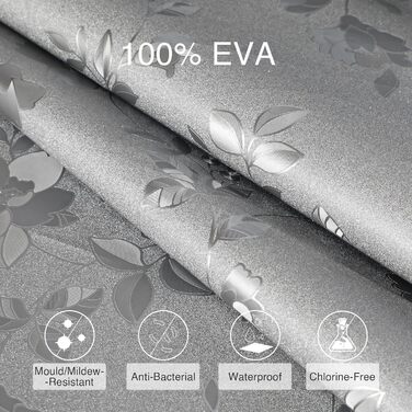 Шторка для душу WELTRXE з антигрибковим покриттям та магнітним обтяжувачем, 0.2 мм [183x200 см], водонепроникна, антибактеріальна, EVA, для ванни та душу, дитяча, 3D-візерунок каменю, з 12 кільцями для душу (рожеві), 183x183 см (упаковка 1)