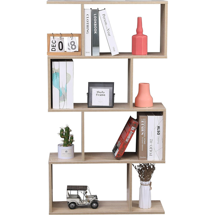 Etnicart Bookshelf, Oak Finish, Office, Modern, Double-Sided, 70x23.5x127.5cm Self-Supporting, Cube Design, Suitable for Entrance, Living Room, Children's Room, Wood Bookshelf, Office Shelf, DVD Cabinet