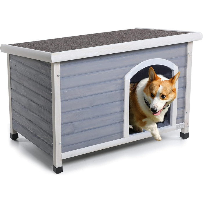 Будка для собак Petsfit Outdoor Winterfest, дерев'яна знятний піддон, підходить для зимових умов, сірий M
