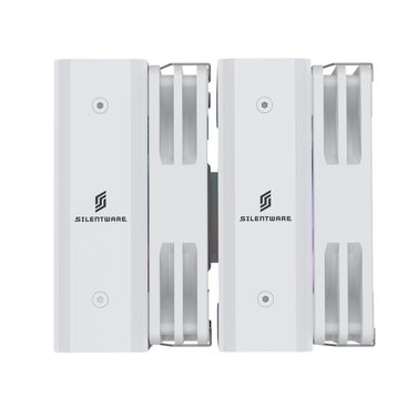 SILENTWARE CPU-Luftkühлер з подвійною башнею, 6 мідних heatpipes, 2x 120mm PWM вентилятори з гідропідшипником, A-RGB підсвічування, TDP до 265W, сумісний з Intel LGA 115X/1200/1700/1851 та AMD AM4/AM5 (Titan White)