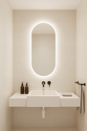 Овальне LED-дзеркало LUNA 60x80 см, вологозахищене IP65, вертикальний/горизонтальний монтаж