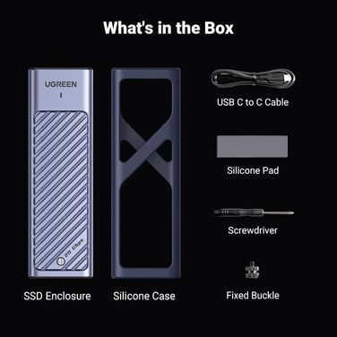Зовнішній корпус для SSD UGREEN NVMe/SATA M.2 USB-C 3.2 Gen 2x2 20Gbps з кабелем Type-C
