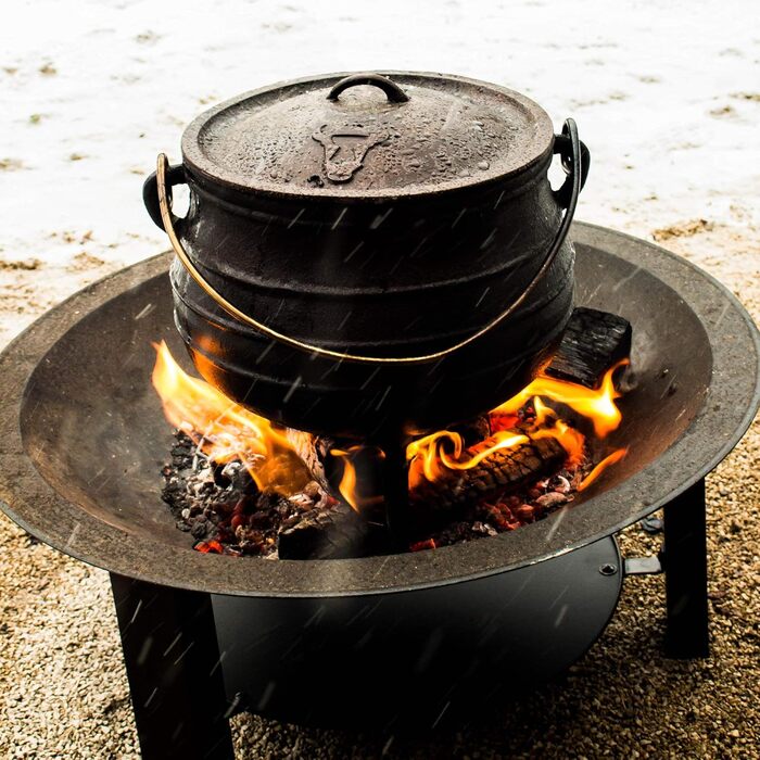 Чавунний казан BBQ-Toro Potjie №1, 3 л з ніжками для відкритого вогню, південноафриканський Dutch Oven, жаростійкий казан для м'яса з кришкою