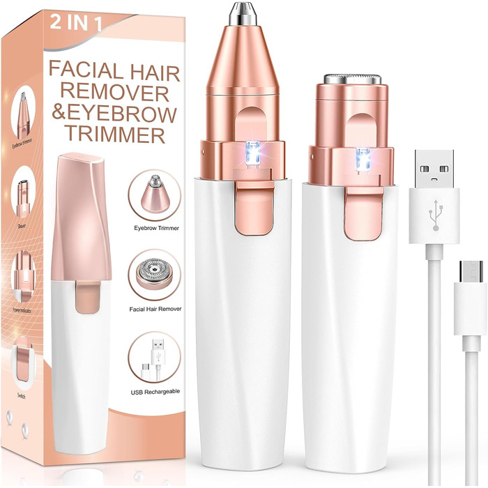 Електричний прилад для видалення волосся: 2-в-1 для обличчя та брів, Vinmall для жінок