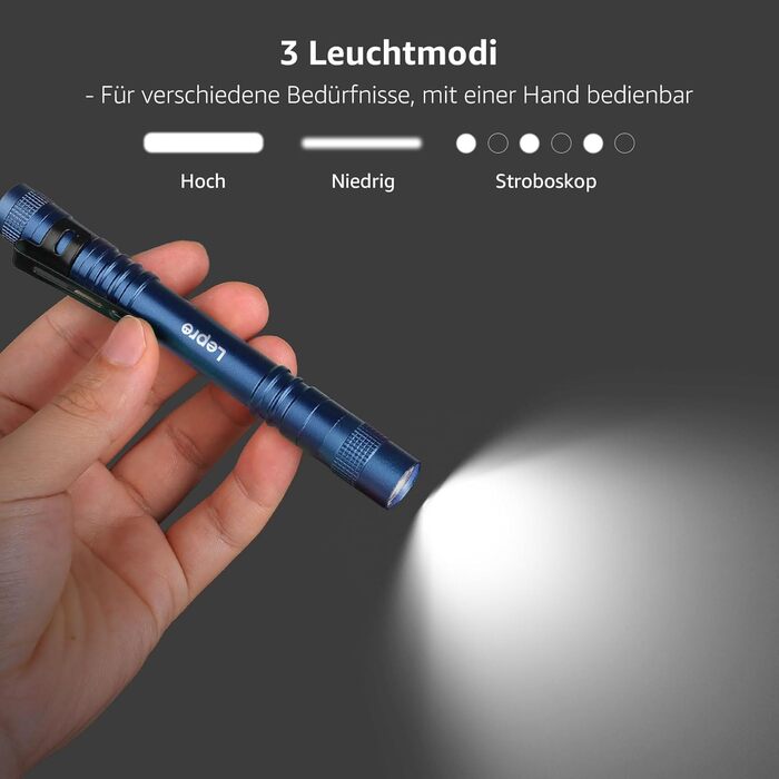 Ліхтарик LED Lepro, Mini IPX4 Водостійкий, 3 Режими, 2 шт. (Синій)