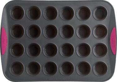 Trudeau Mini-Muffin Silicone Mold, 24 Cavities, Fuchsia