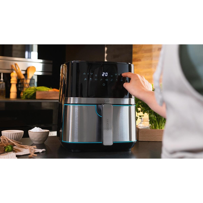 Фритюрниця без олії Cecotec Cecofry Full InoxBlack Pro 5500, 5.5 л, 1700 Вт, 8 режимів, PerfectCook, сталь