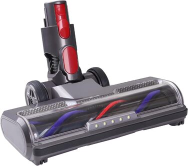 Насадка для пилососа Dyson V7, V8, V10, V11, V15: щітка з прямим приводом та 5 LED-ліхтариками для твердих поверхонь (сіра)