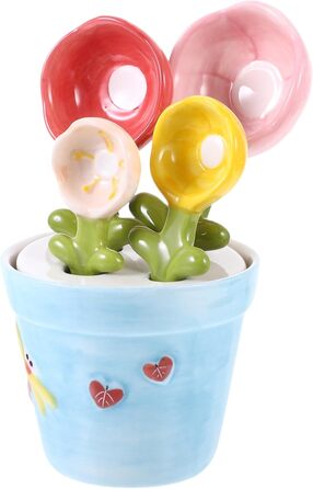 Garneck 2 Sets Back Spoon Measuring Spoon Measuring Figure Measuring Spoon Porcelain Salt Spoon Coffee Measuring Spoon Kitchen Helper Cactus Measuring Cup Ceramic
