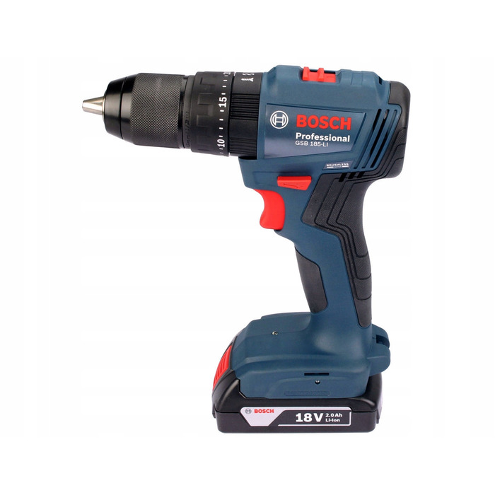 Дриль-викрутка Bosch GSB 185-LI 18V з ударом, 2 акумулятори по 2Аг та зарядний пристрій, комплект