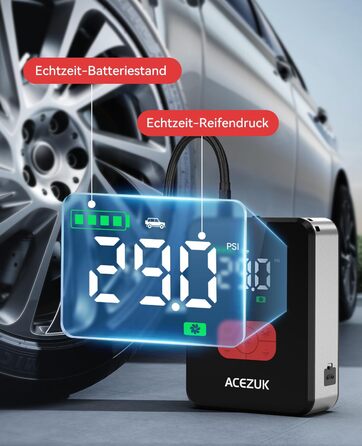 Powerbank Starthilfe 7000A з компресором 150PSI для автомобілів, LED-ліхтарик, 12V