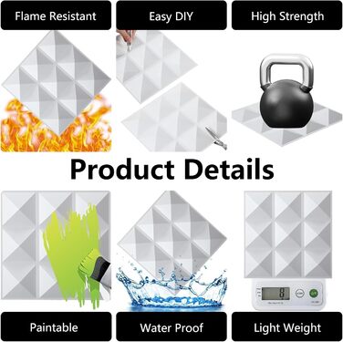 3D стінові панелі ПВХ чорні, декоративні панелі для стін та стелі, геймерські панелі для вітальні та спальні, 2 шт (7)