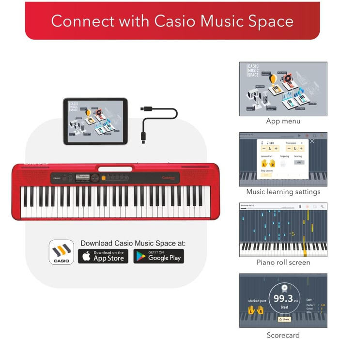 Клавішний інструмент Casio Casiotone CT-S200RD: 61 клавіша, 400 звуків, 77 ритмів, червоний колір