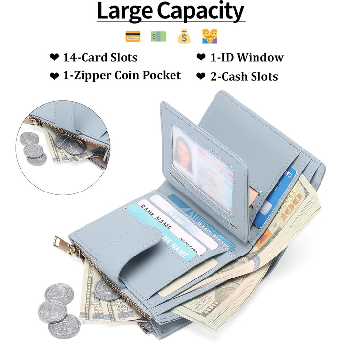 GAEGAEKEAO Wallet for Women, Small Wallet for Women, Small Ladies Purse with RFID Blocking, Wallet for Women with Zipper Pocket