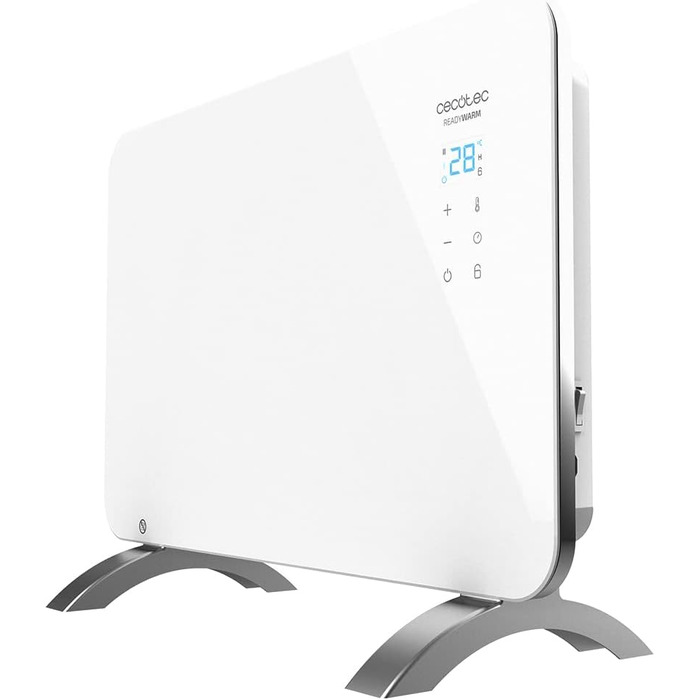 Конвектор Cecotec Ready Warm 6670 Crystal Connection з скляною панеллю, 1000 Вт, WiFi, термостат, таймер, підставка, для ванної кімнати (IP24), тихий, білий
