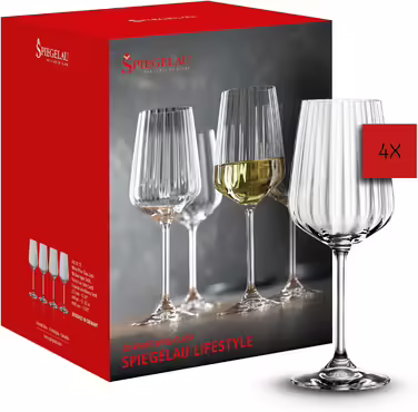 Spiegelau White Wine Glasses, Set of 4, 440 ml, LifeStyle, 4450172, Crystal Glass Wine Glass, Dishwasher-Safe, Clear