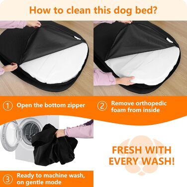 Ортопедичне ліжко для собак, ліжко-софа для собак, подушка з валиком по периметру, неслизьке дно, кошик для собак, знімне та пральне, для собак середніх та великих порід, 106 x 79 x 17 см, чорний
