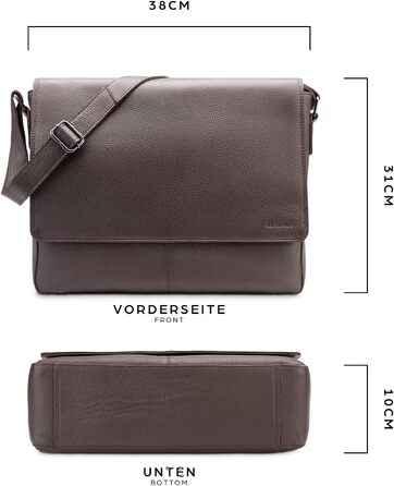 Сумка-месенджер LEABAGS Oxford для ноутбука 15 дюймів, шкіряна, чоловіча/жіноча, 38x31x10 см, Cacao