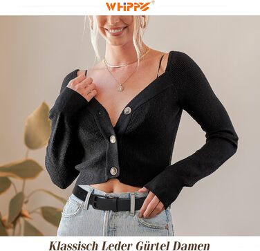 Ремень шкіряний WHIPPY жіночий/чоловічий, срібна пряжка, для джинсів та штанів, чорний (S: 65-75 см, довжина 100 см)