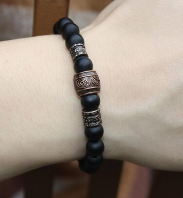 Браслет Вікінг Onyx 8mm | Ручна робота | Браслет з перлин | У подарунковій коробочці (16, Onyx) 16 см