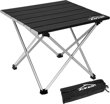 Складний кемпінговий стіл алюмінієвий портативний для пікніка та пляжу, чорний (S)