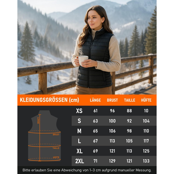 Обогревна жилетка для жінок SZNX з акумулятором – Електрична жилетка з 6 зонами обігріву та 3 рівнями нагріву – Тепла жилетка для зими, активного відпочинку, повсякденного носіння та офісу